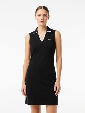 Lacoste Black Sleeveless Polo Dress with White Trim (size 44)